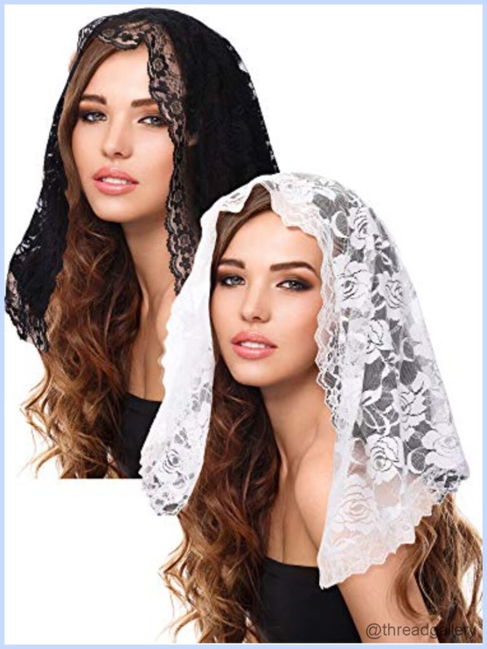 Lace Floral Chapel Veil Mantilla Head Covering Scarf Bridal